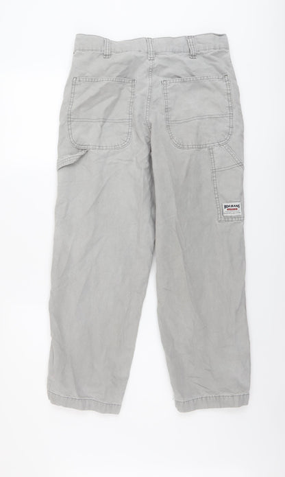 Back view of BDG women’s grey cotton cargo trousers, size UK 28, in, 25-inch leg regular button