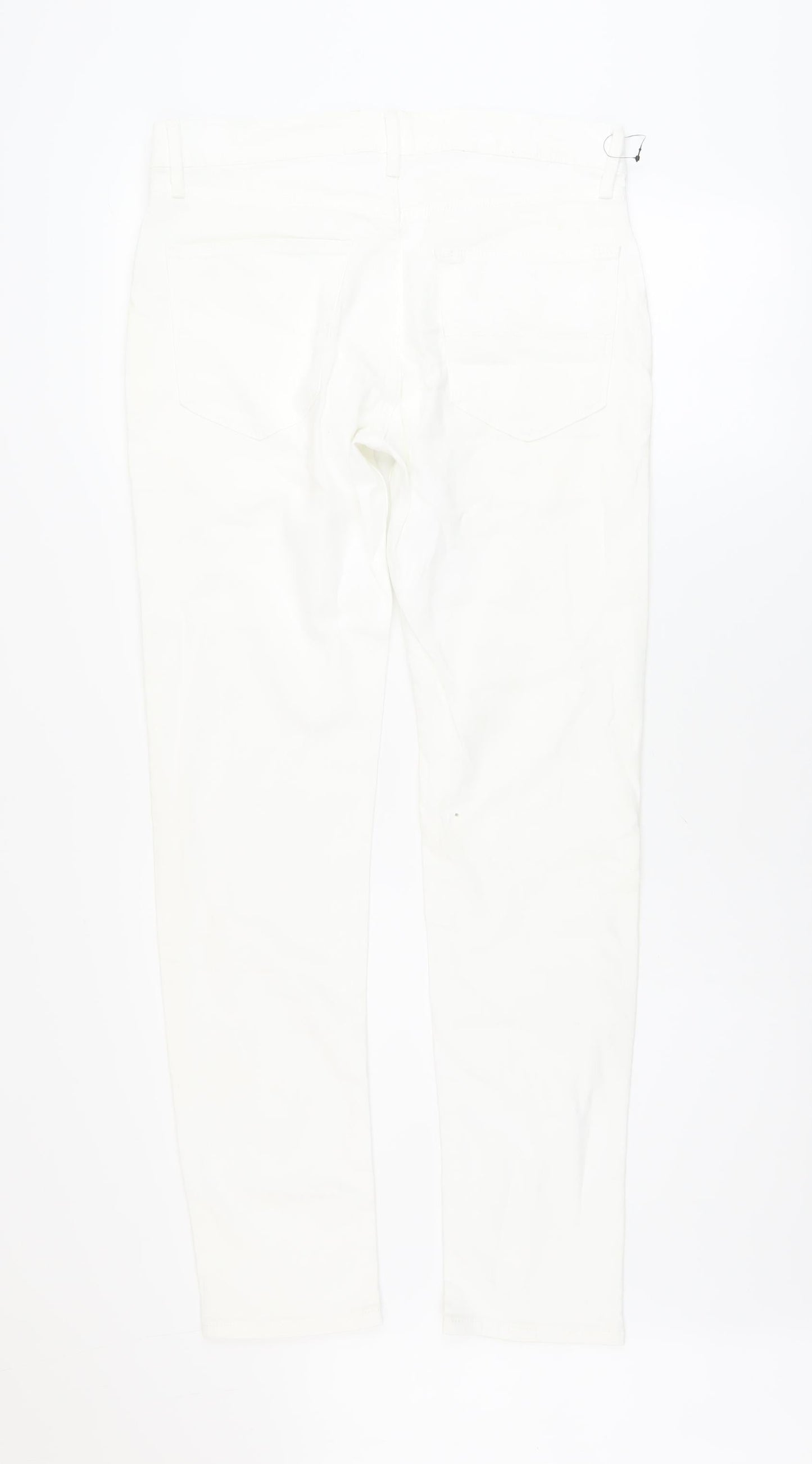 Marks and Spencer Mens White Cotton Skinny Jeans Size 30 in L31 in Regular Button