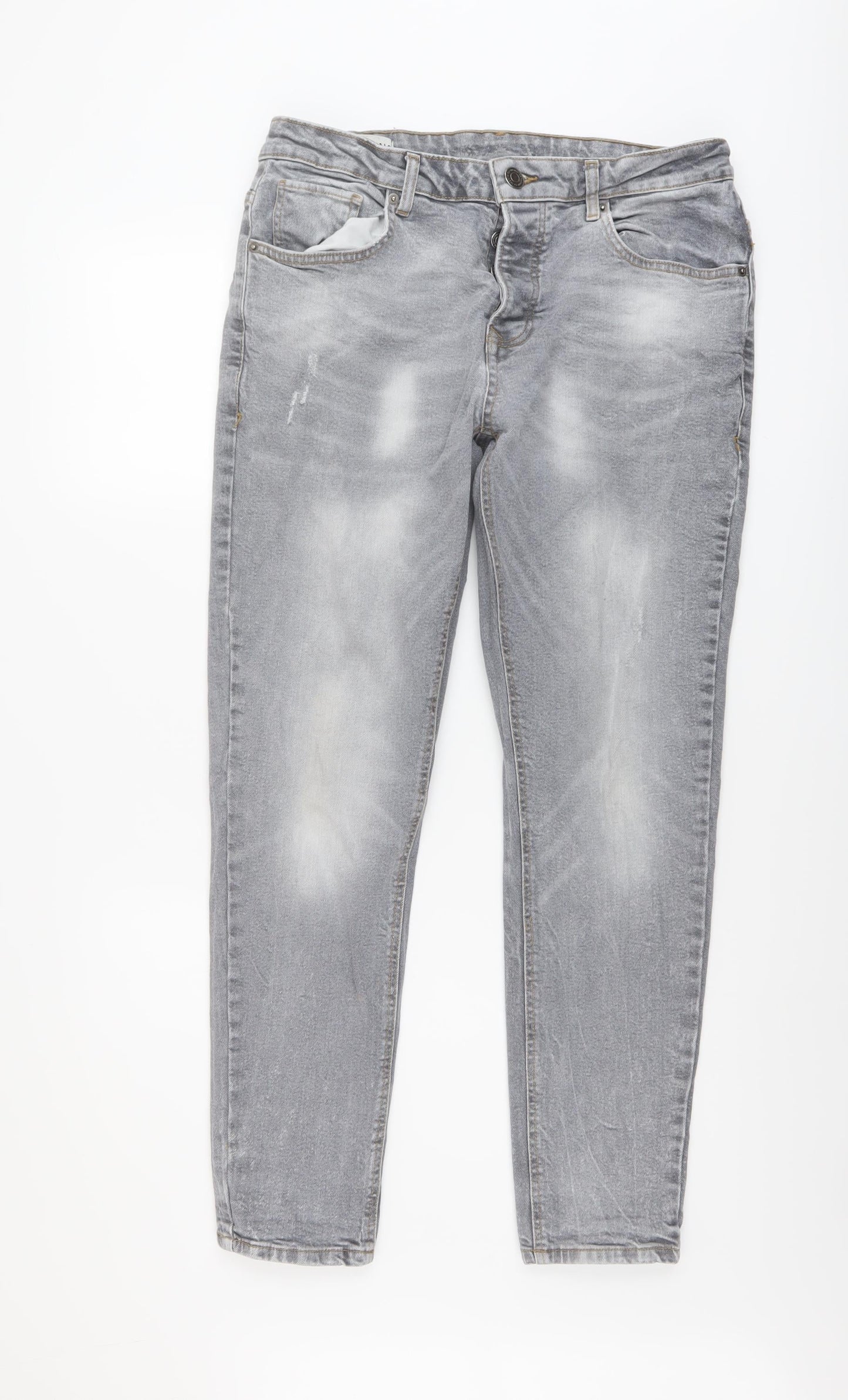 Denim & Co. Mens Grey Cotton Skinny Jeans Size 34 in L32 in Regular Button