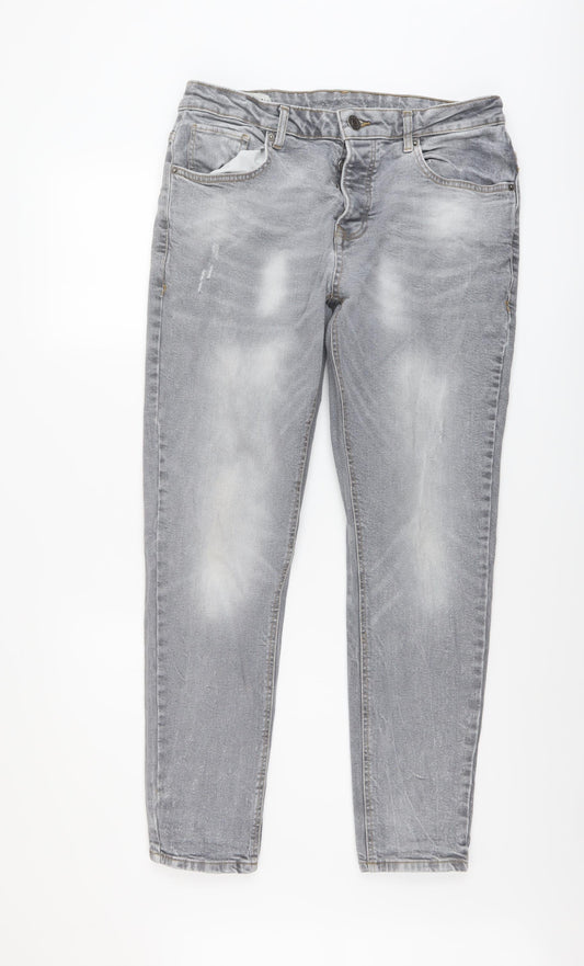 Denim & Co. Mens Grey Cotton Skinny Jeans Size 34 in L32 in Regular Button