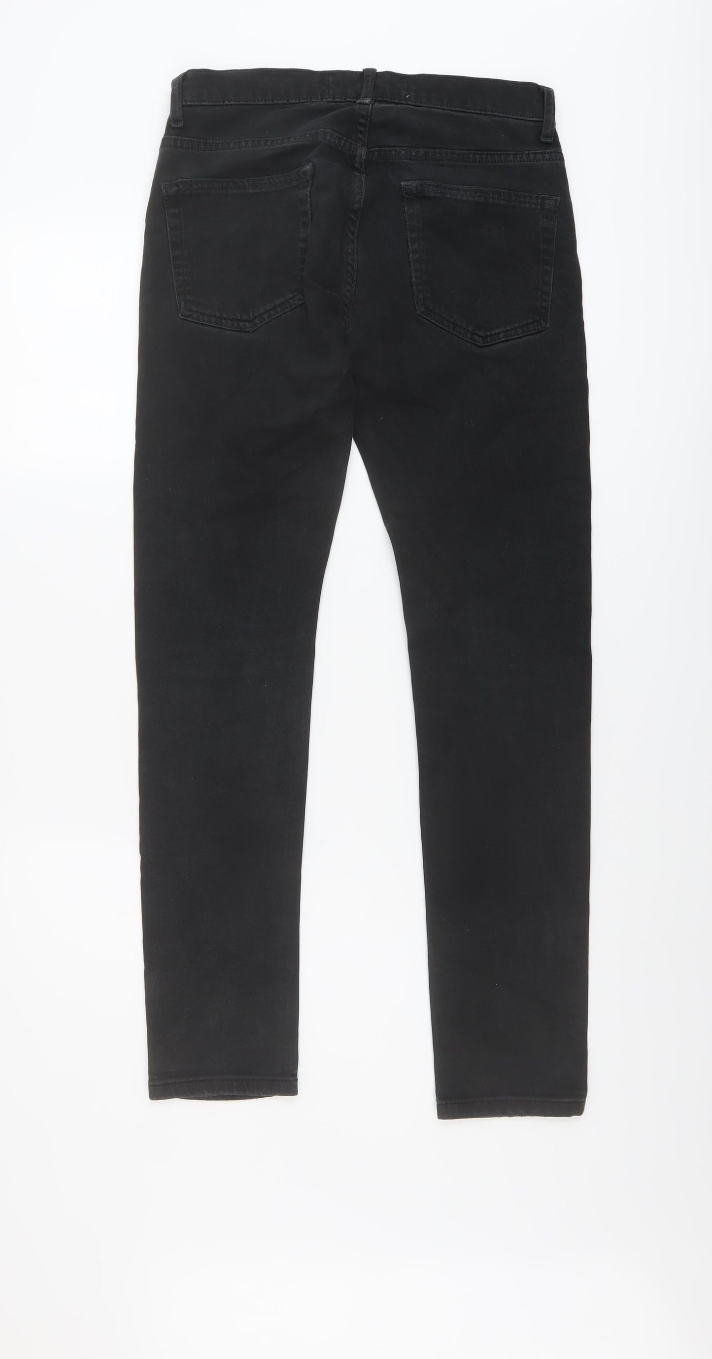 Topman Mens Black Cotton Skinny Jeans Size 28 in L29 in Regular Button