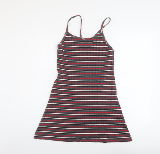 La Senza Womens Multicoloured Striped Cotton A-Line Size M Round Neck Pullover