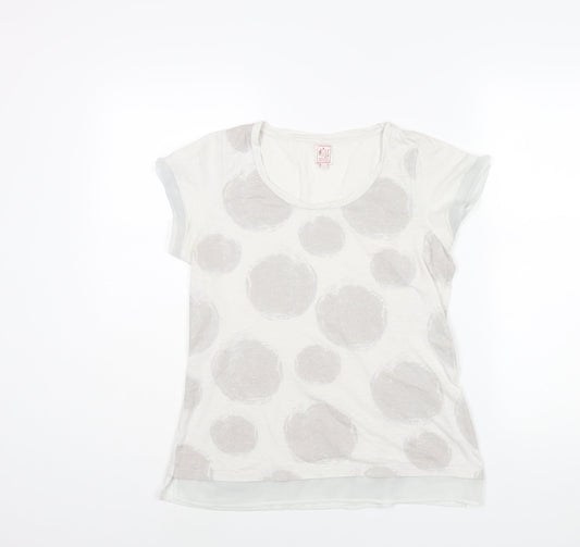 Miss Captain Womens Grey Cotton Basic Blouse Size 6 Round Neck - Spotted Print