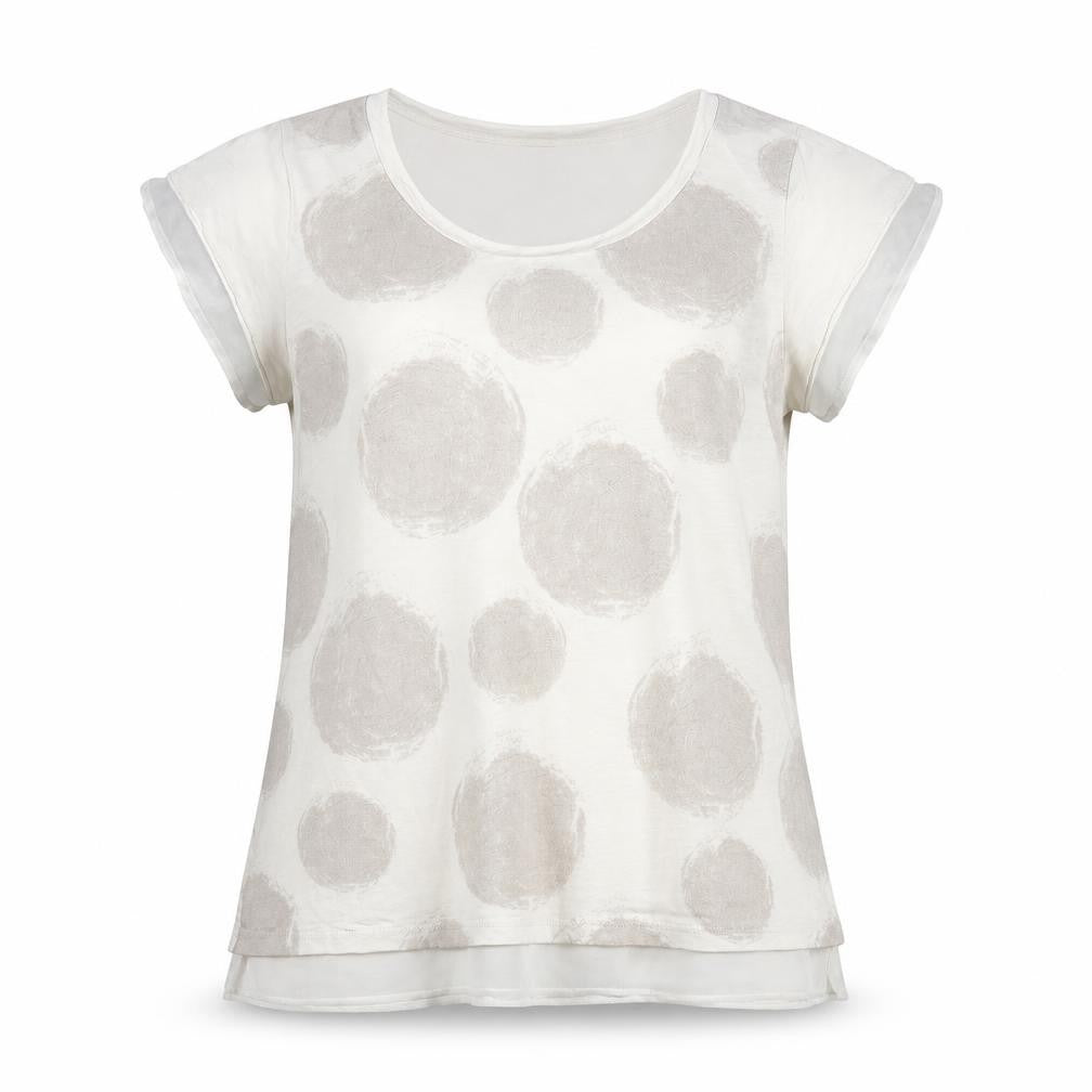Miss Captain Womens Grey Cotton Basic Blouse Size 6 Round Neck - Spotted Print
