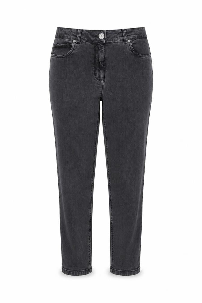 Mona Womens Black Cotton Tapered Jeans Size 14 L25 in Regular Zip