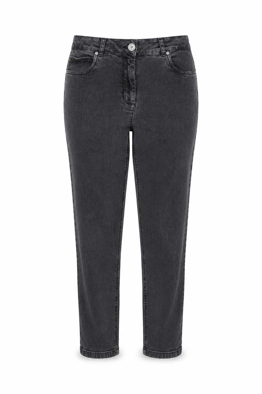 Mona Womens Black Cotton Tapered Jeans Size 14 L25 in Regular Zip