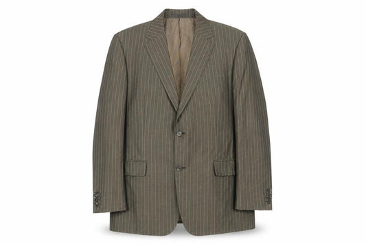 BOSS Mens Brown Striped Wool Jacket Suit Jacket Size 44 Regular