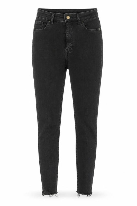 Bershka Womens Black Cotton Skinny Jeans Size 8 L26 in Regular Zip - Raw Hem