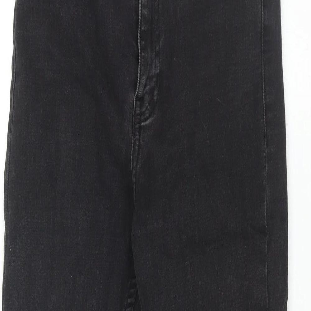 Bershka Womens Black Cotton Skinny Jeans Size 8 L26 in Regular Zip - Raw Hem
