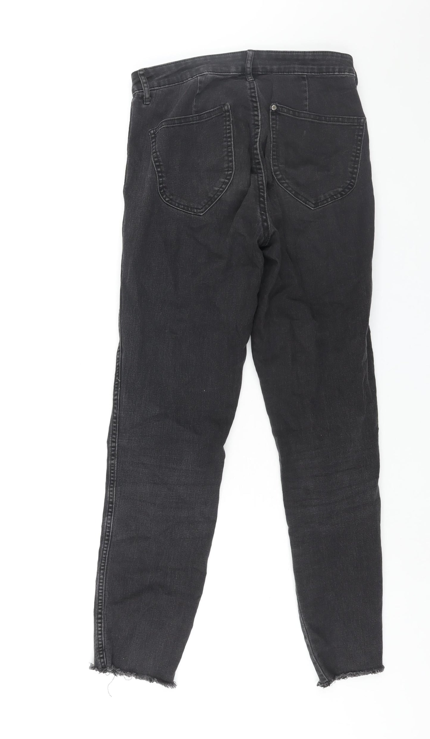 H&M Womens Black Cotton Skinny Jeans Size 28 in L28 in Regular Zip - Raw Hem