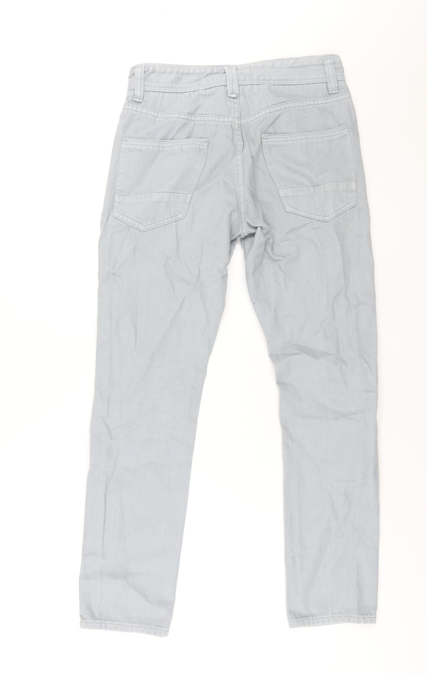 Topman Womens Blue Cotton Straight Jeans Size 30 L29 in Regular Zip