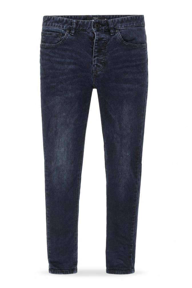 Next Mens Blue Cotton Skinny Jeans Size 30 in L30 in Regular Button