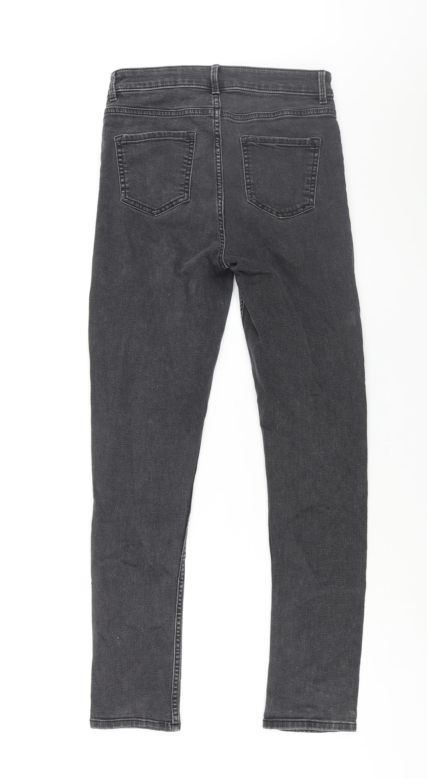 Marks and Spencer Womens Grey Cotton Skinny Jeans Size 10 L30 in Regular Zip