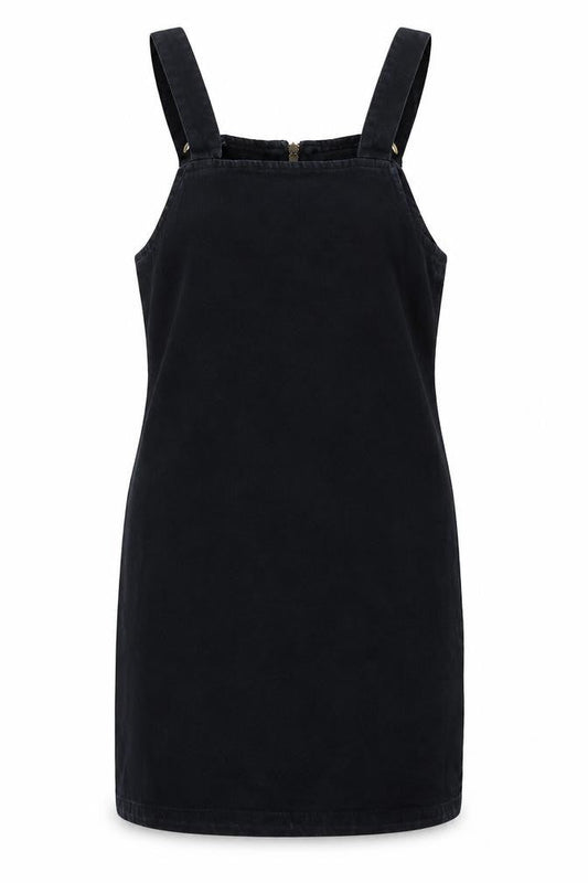 Boohoo Womens Blue Cotton Pinafore/Dungaree Dress Size 10 Square Neck Zip