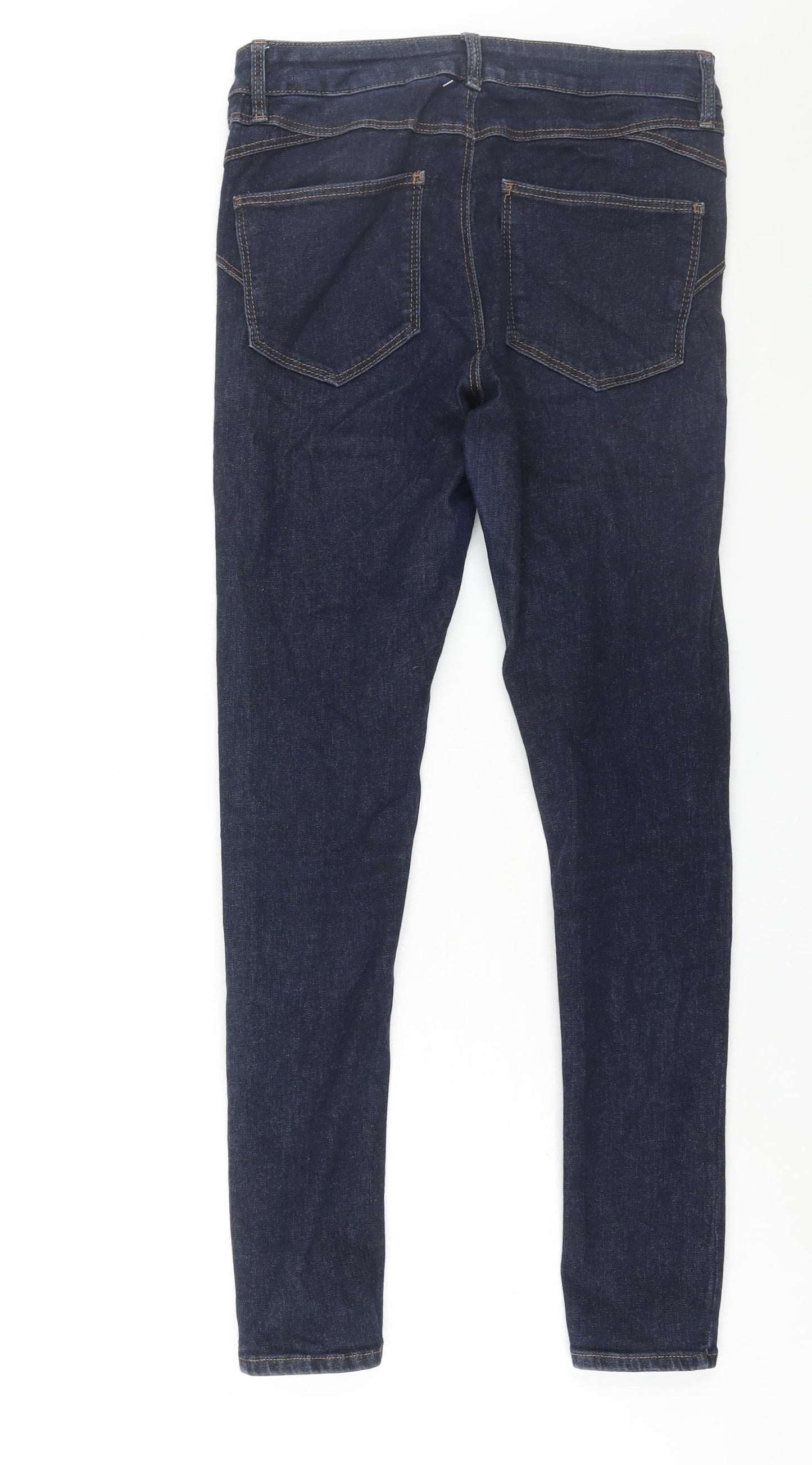 Marks and Spencer Womens Blue Cotton Skinny Jeans Size 8 L28 in Regular Zip