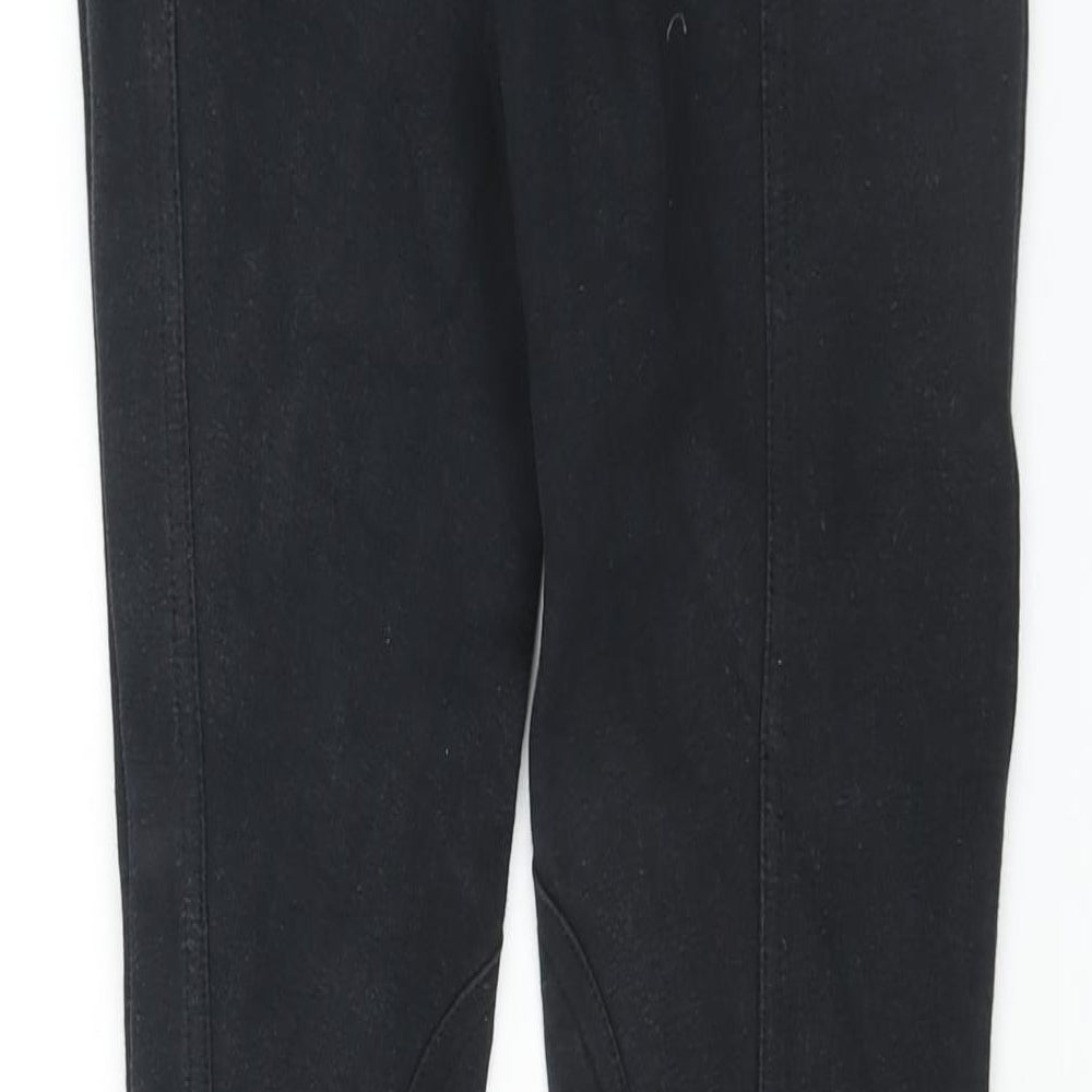 Fouganza Womens Black Cotton Trousers Size 8 L26 in Regular Zip - Equestrian