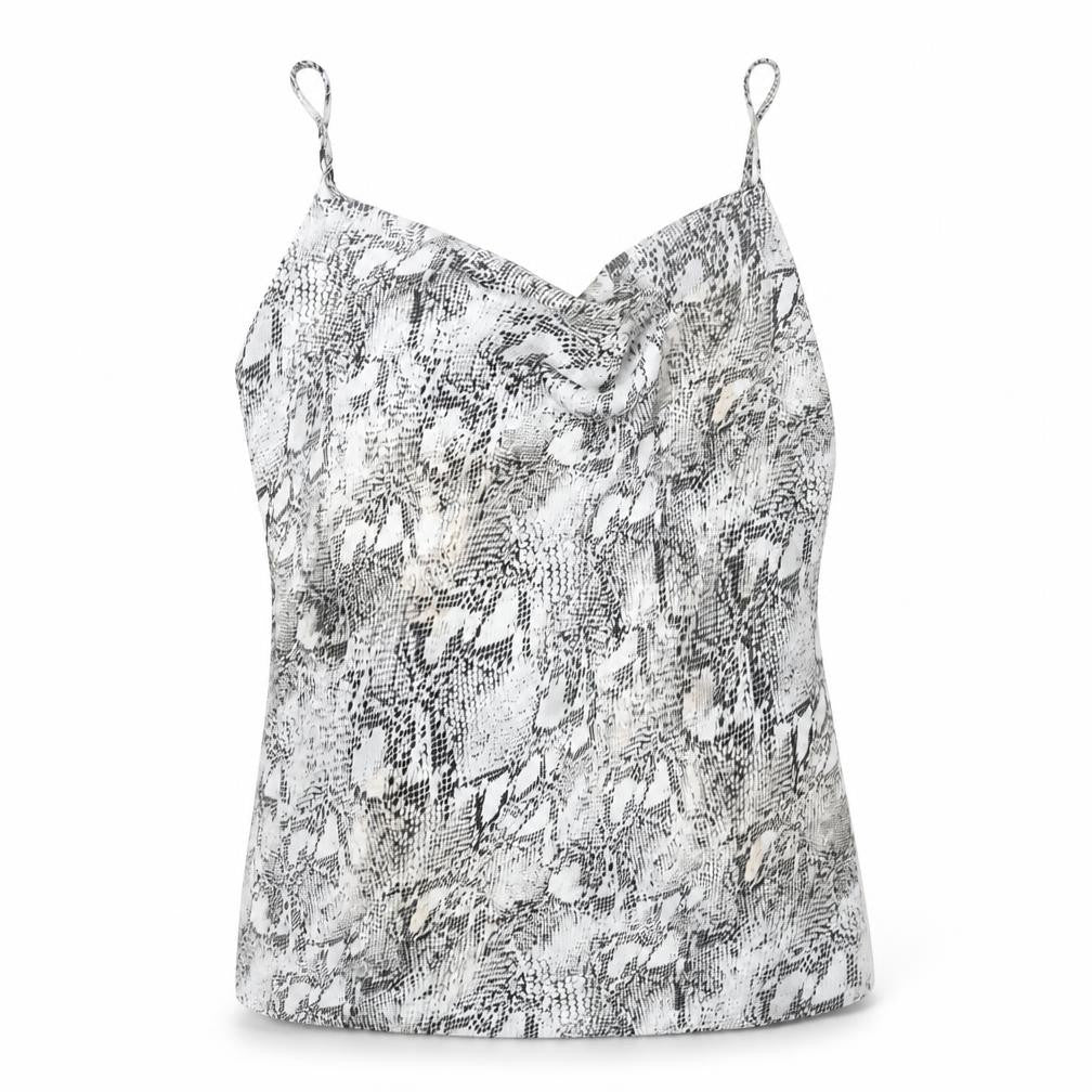 River Island Womens White Animal Print Polyester Camisole Blouse Size 10 Cowl Neck - Snake Print