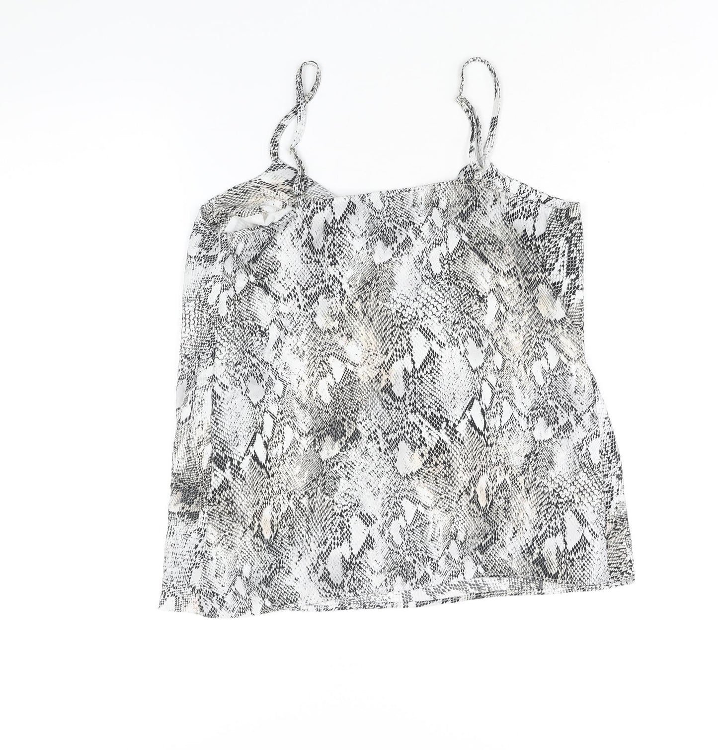 River Island Womens White Animal Print Polyester Camisole Blouse Size 10 Cowl Neck - Snake Print