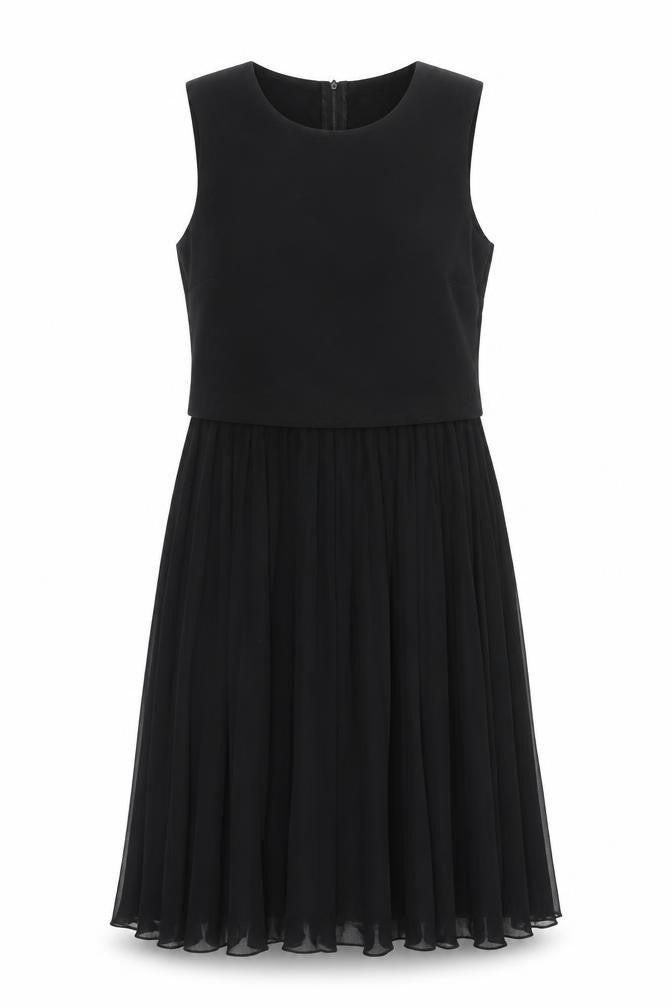 H&M Womens Black Polyester A-Line Size 10 Round Neck Zip - Pleated