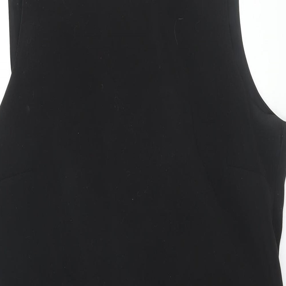 H&M Womens Black Polyester A-Line Size 10 Round Neck Zip - Pleated