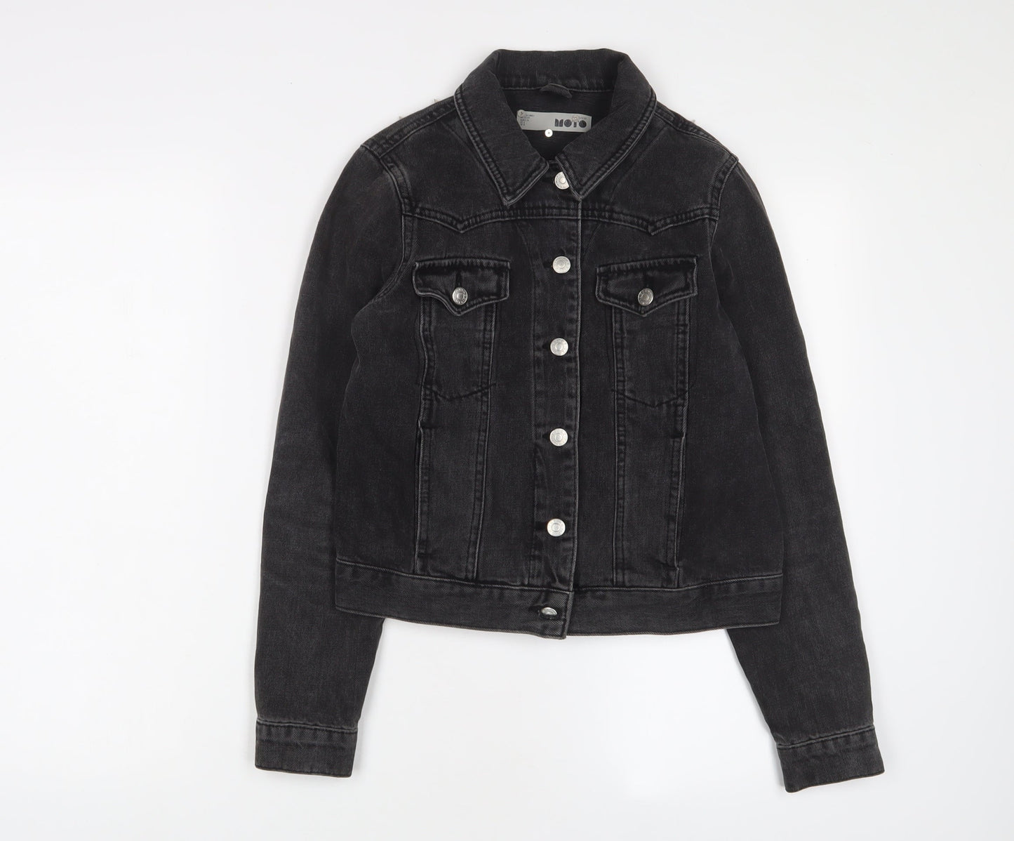 Topshop Womens Black Jacket Size 8 Button - Studded
