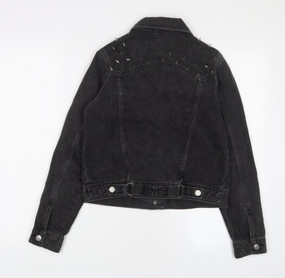 Topshop Womens Black Jacket Size 8 Button - Studded