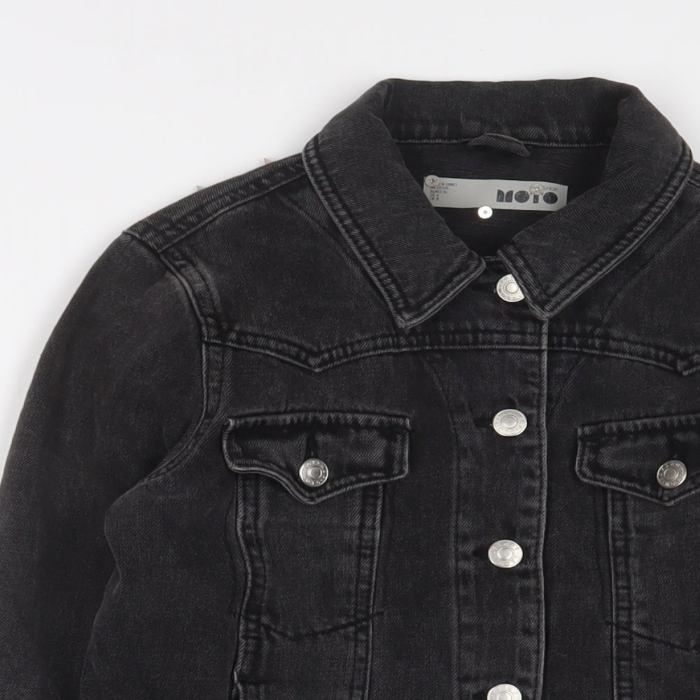 Topshop Womens Black Jacket Size 8 Button - Studded