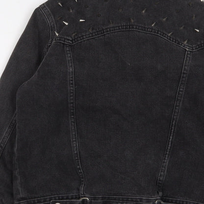 Topshop Womens Black Jacket Size 8 Button - Studded