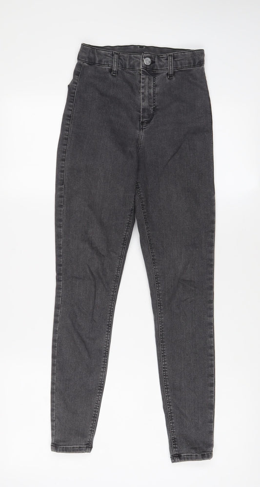 Topshop Womens Grey Cotton Skinny Jeans Size 26 in L26 in Regular Zip