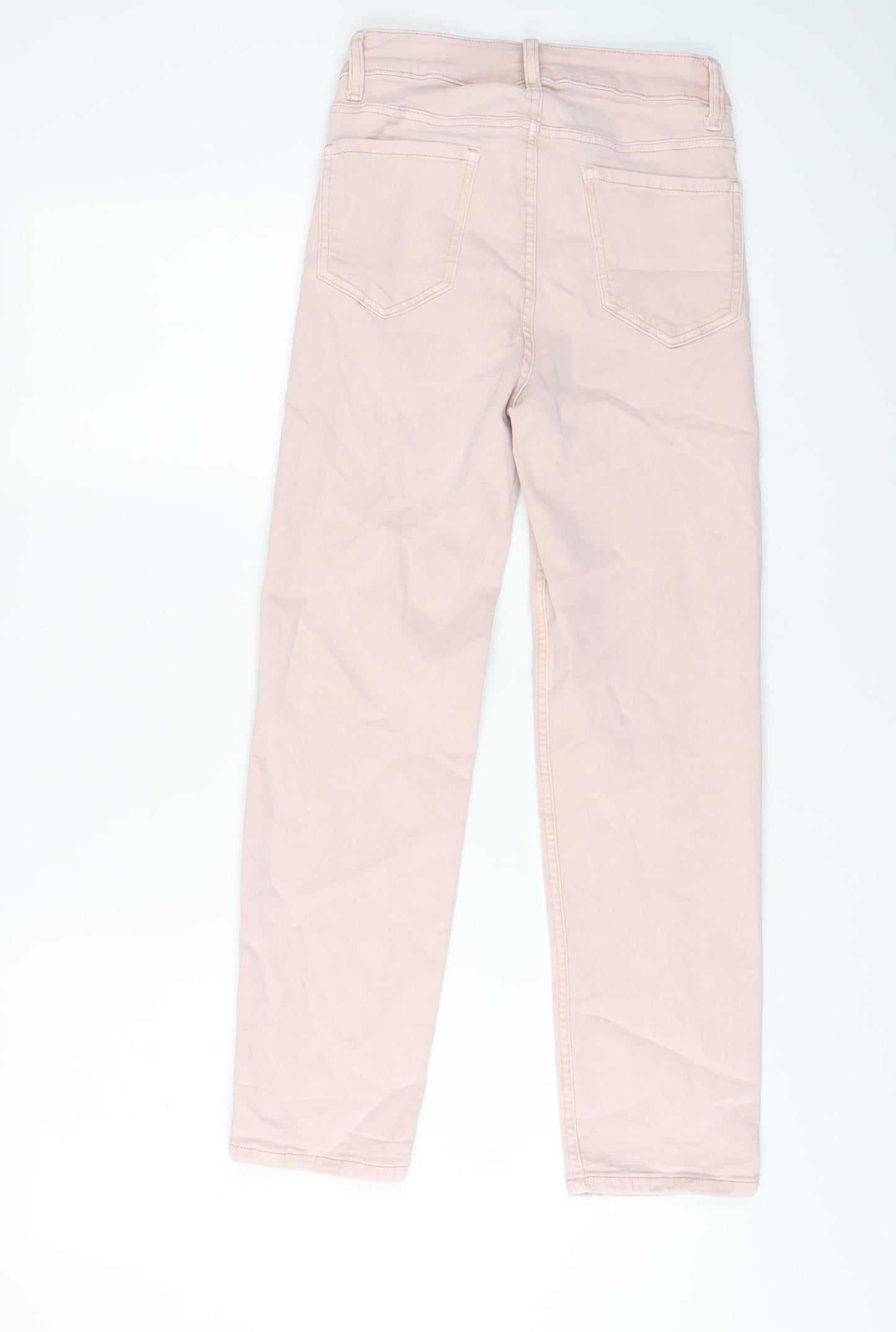 Marks and Spencer Womens Pink Cotton Cropped Jeans Size 6 L25 in Slim Zip