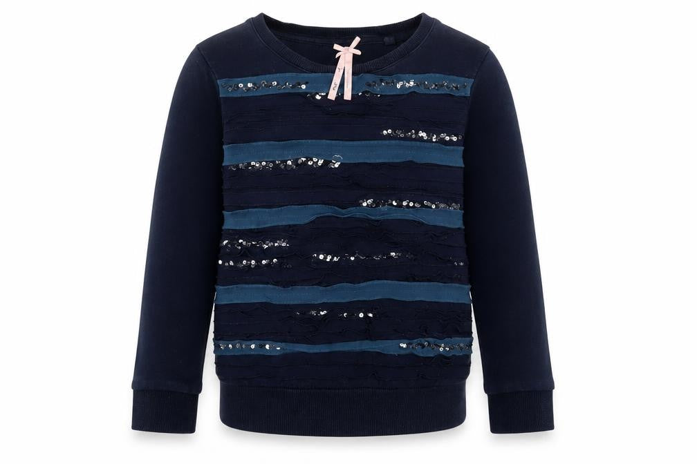 NEXT Girls Blue Striped Cotton Pullover Sweatshirt Size 7-8 Years Pullover - Sequins