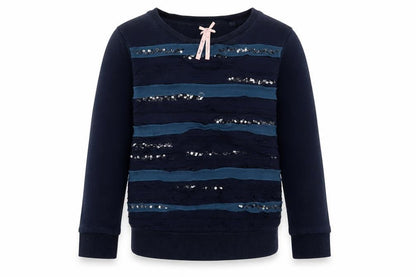 Next Girls Blue Striped Cotton Pullover Sweatshirt Size 7-8 Years Pullover - Sequins