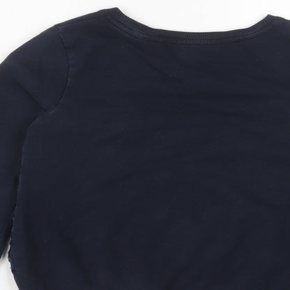 Next Girls Blue Striped Cotton Pullover Sweatshirt Size 7-8 Years Pullover - Sequins