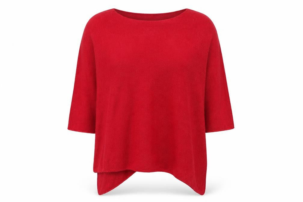 Isabella D Womens Red Boat Neck Acrylic Pullover Jumper Size M - Oversized