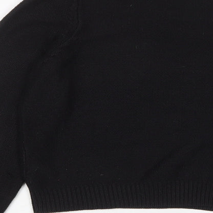 H&M Womens Black Crew Neck Acrylic Pullover Jumper Size 12