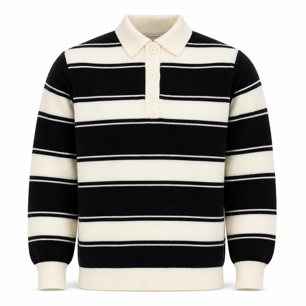 Divided by H&M Mens Multicoloured Collared Striped Acrylic Pullover Jumper Size S Long Sleeve