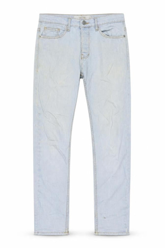 Topman Mens Blue Cotton Straight Jeans Size 32 in L30 in Regular Zip