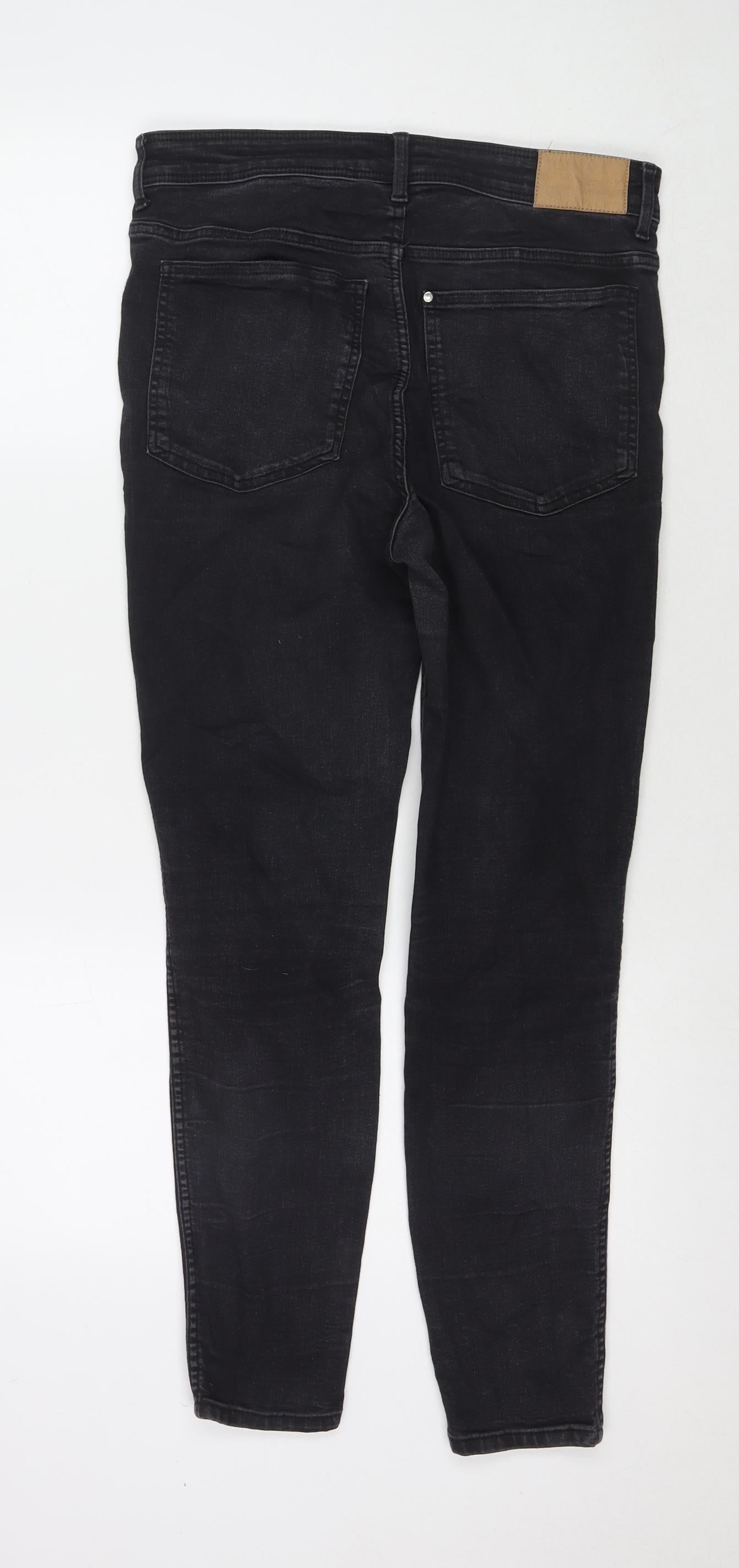 H&M Womens Black Cotton Skinny Jeans Size M L27 in Regular Zip