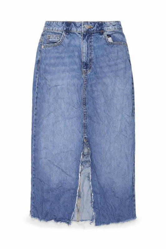 Denim & Co. Womens Blue Cotton A-Line Skirt Size 8 Zip