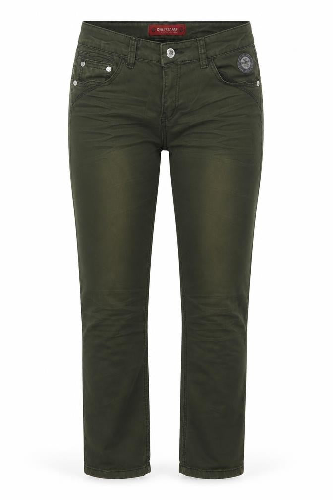 One Hectar Womens Green Cotton Straight Jeans Size 36 in L32 in Regular Zip