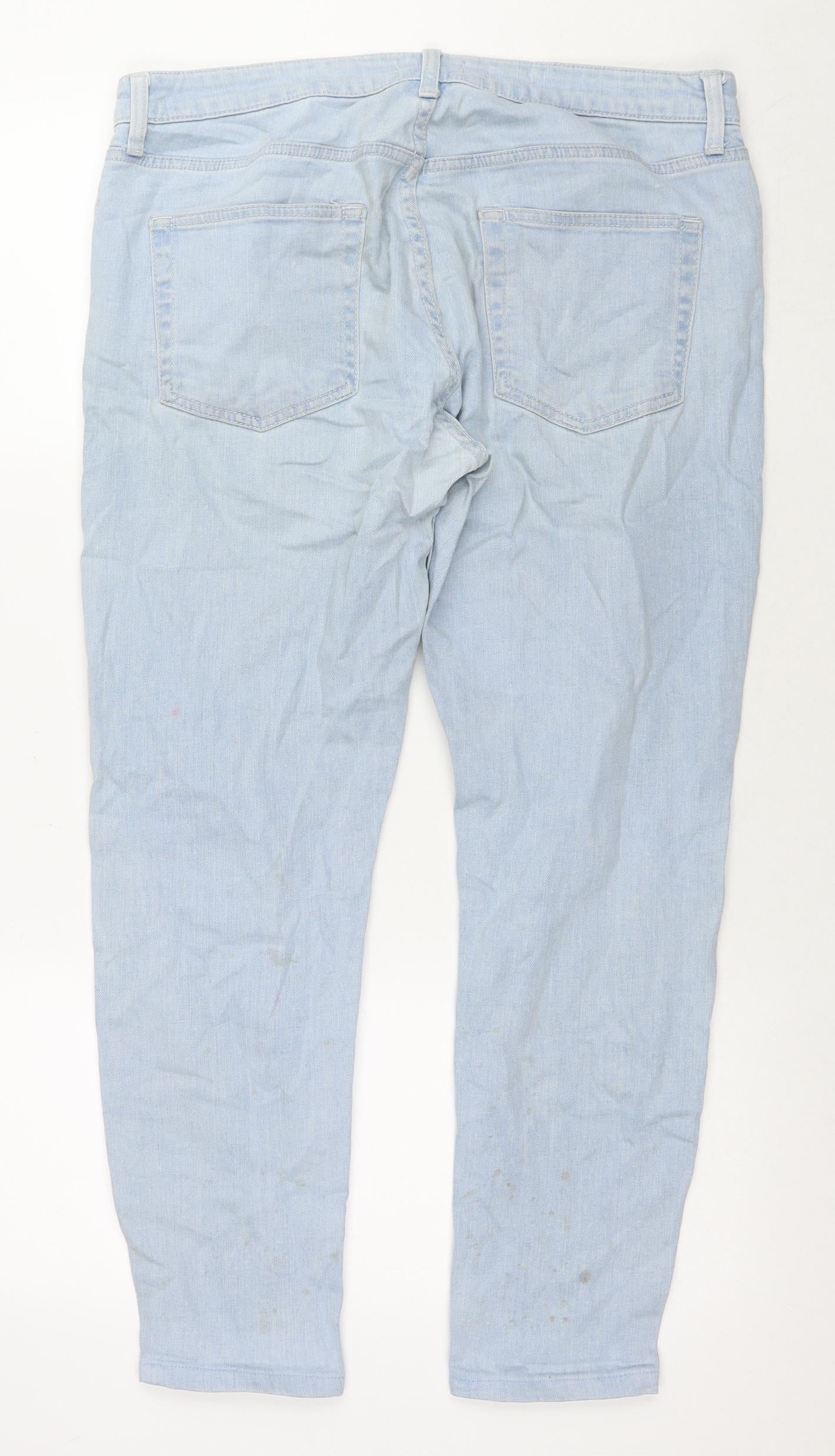 Topman Mens Blue Cotton Skinny Jeans Size 32 in L26 in Slim Zip