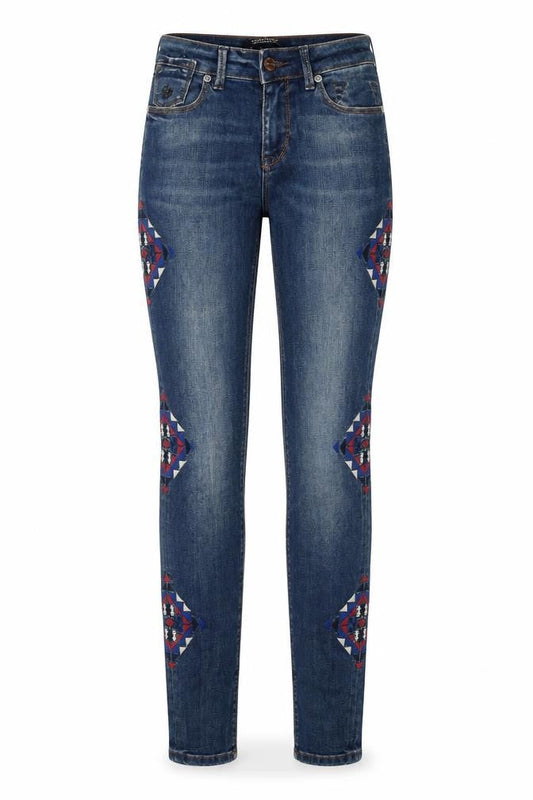 Maison Scotch Womens Blue Cotton Skinny Jeans Size 25 in L32 in Regular Zip - Embraided Detail
