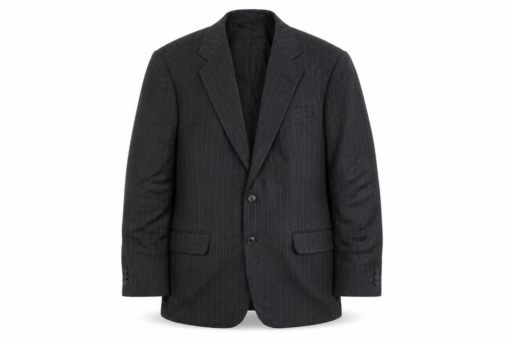 St Michael Mens Grey Striped Wool Jacket Suit Jacket Size 38 Regular