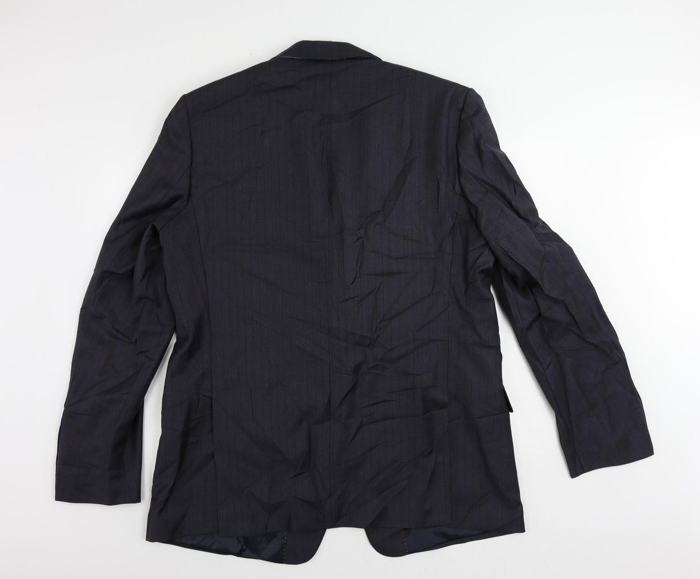 Marks and Spencer Mens Grey Striped Polyester Jacket Suit Jacket Size 46 Regular