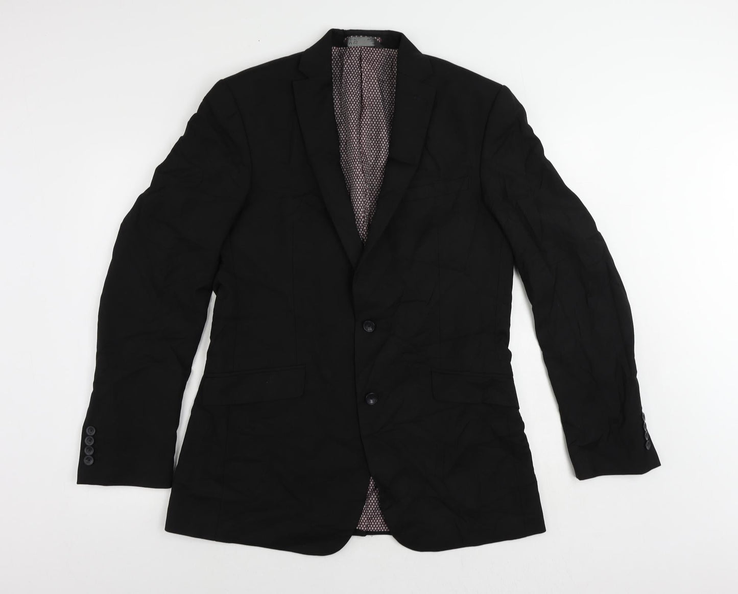 Marks and Spencer Mens Black Polyester Jacket Suit Jacket Size 40 Regular