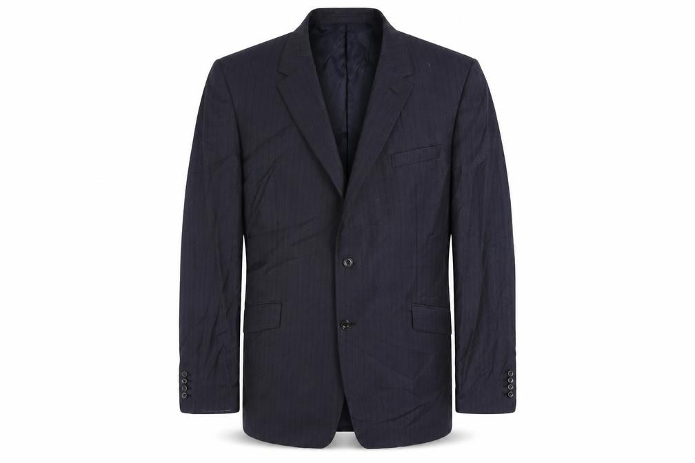Marks & Spencer Mens Blue Striped Polyester Jacket Suit Jacket Size 48 Regular