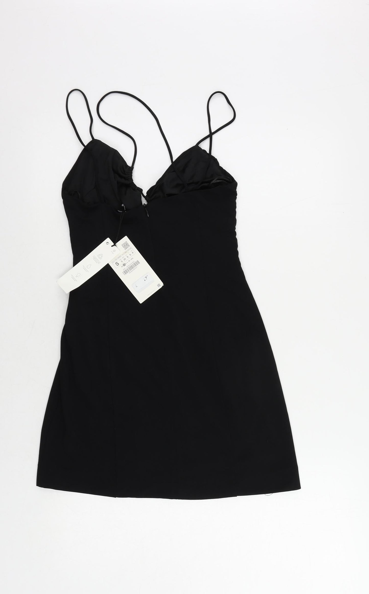 Zara Womens Black Polyester Mini Size S Halter Zip
