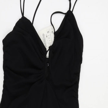 Zara Womens Black Polyester Mini Size S Halter Zip