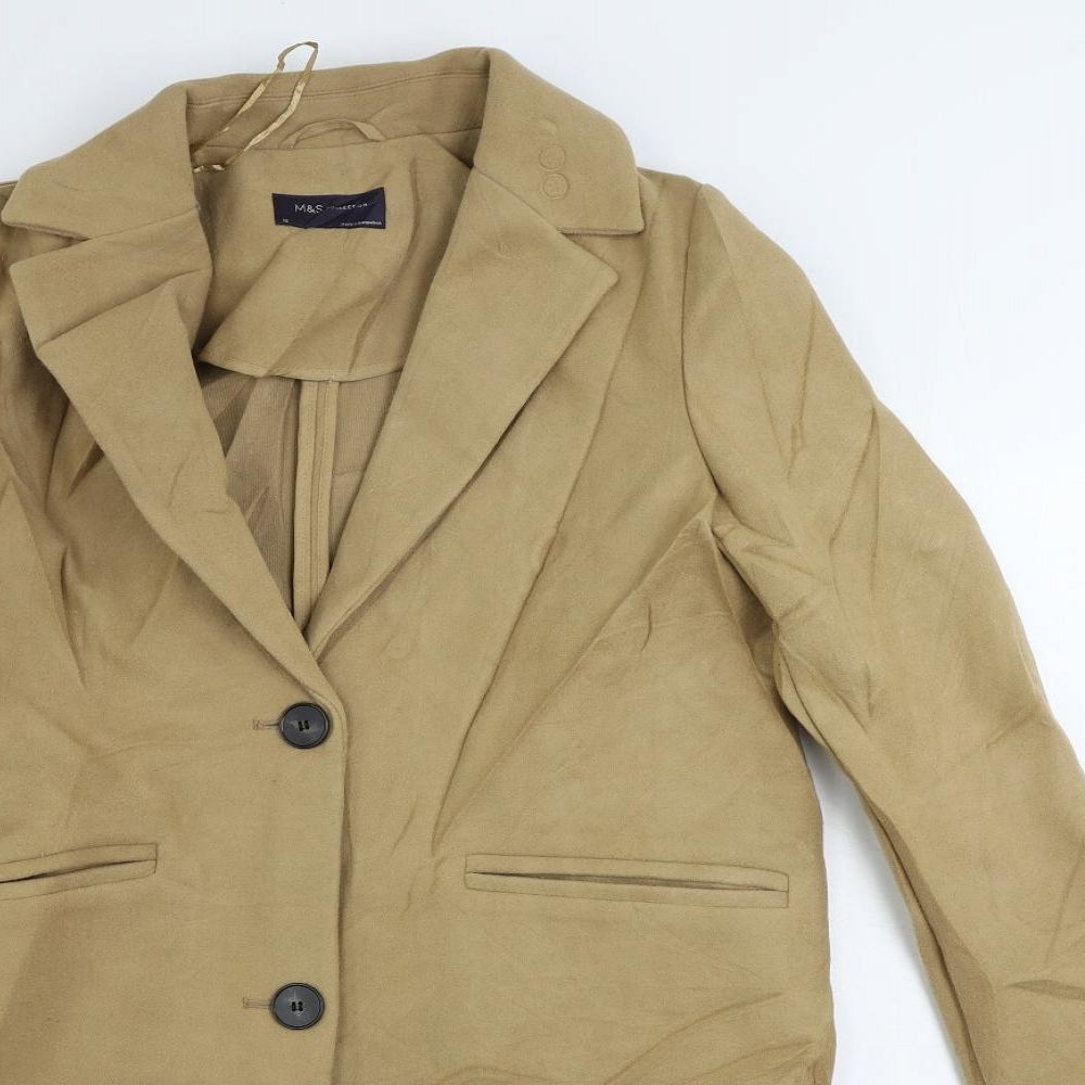 Marks and Spencer Womens Beige Overcoat Coat Size 10 Button