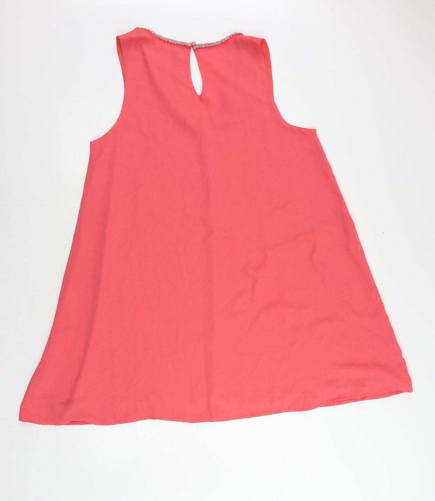 Darling Womens Pink Polyester Trapeze & Swing Size L V-Neck Button - Embellished